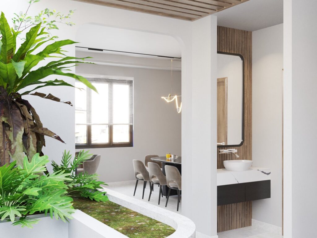 phối cảnh 3D Không gian phòng bếp nhà Anh Lê