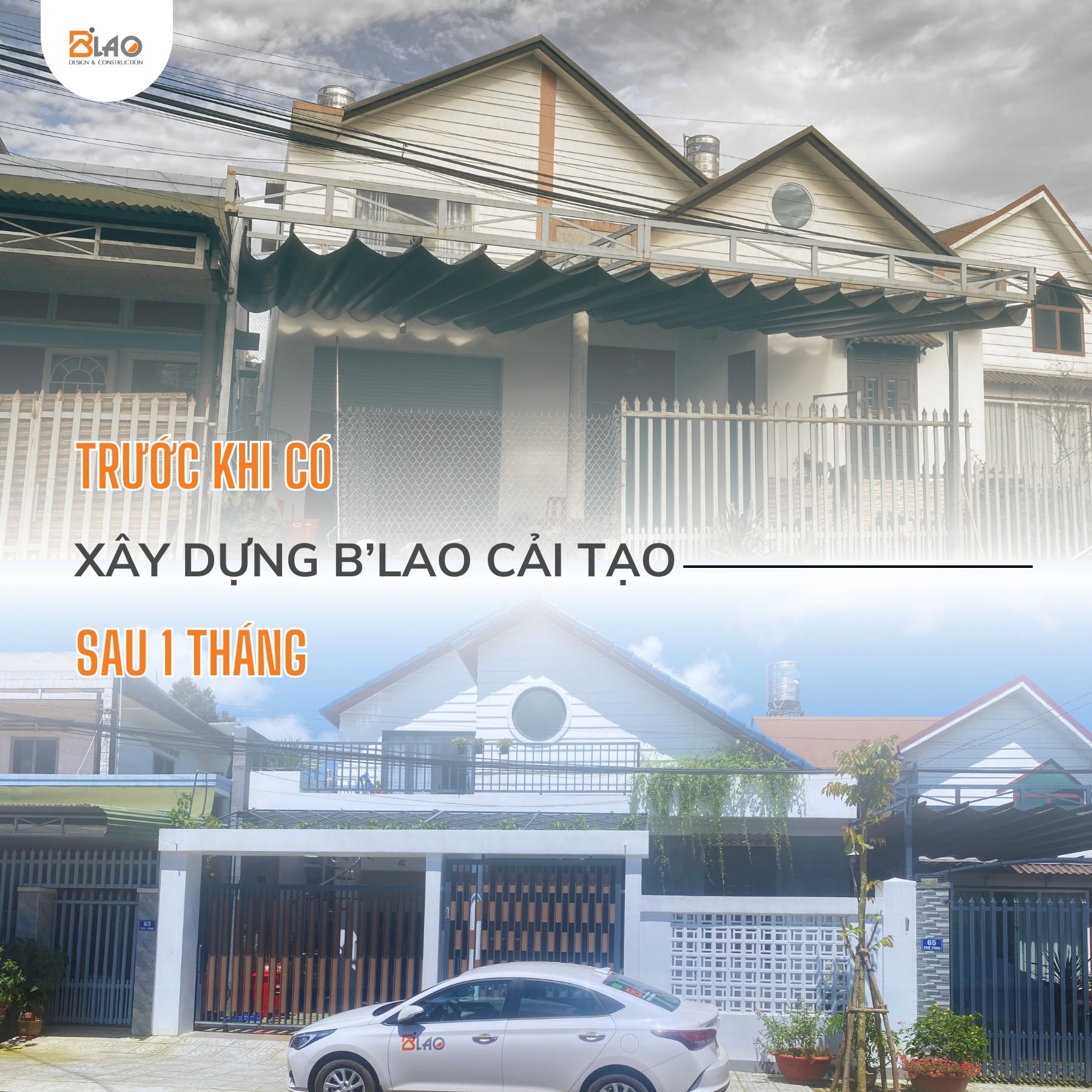 B'LAO là đơn vị chuyên cải tạo nhà phố, sửa chữa cải tạo nhà tại Lâm Đồng. Dựa trên kết cấu nhà cũ, ngôi nhà của anh chị sẽ được khoác lên lớp áo mới một cách Nhanh Chóng – Bền vững – Tiết kiệm