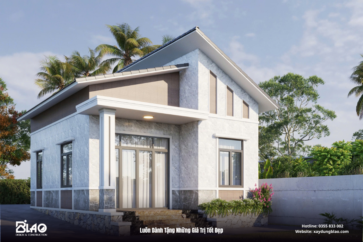 Sau nhiều năm cố gắng, chú quyết định xây dựng ngôi nhà vườn mái lệch nhỏ xinh tại Bảo Lâm – không cần hoành tráng, nhưng phải đủ tiện nghi, đẹp hiện đại và đáng tự hào.
