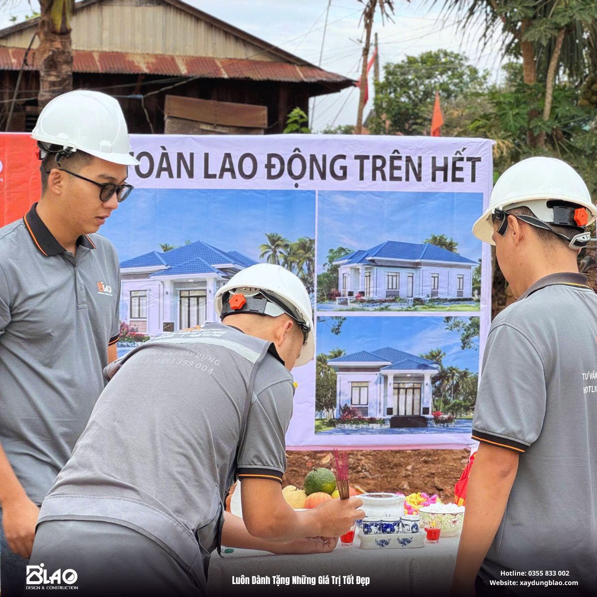 Sáng ngày 09/03, trong tiết trời trong xanh của Đinh Trang Thượng, B'LAO hân hạnh đặt những viên gạch đầu tiên cho căn nhà vườn mái Nhật 120m²