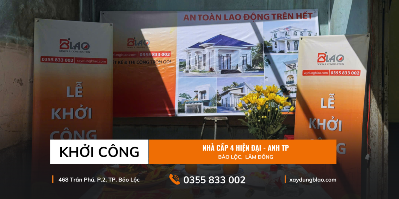 Ngày 22.08.2025, B’LAO chính thức khởi công công trình nhà cấp 4 hiện đại của gia đình anh TP tại Bảo Lộc