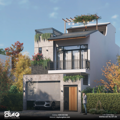 ngôi nhà phố hiện đại đã được ra đời từ chính mong ước: một tổ ấm để cuối tuần rời phố thị, chạy lên Bảo Lộc hít thở không khí mát lành và sống chậm lại.