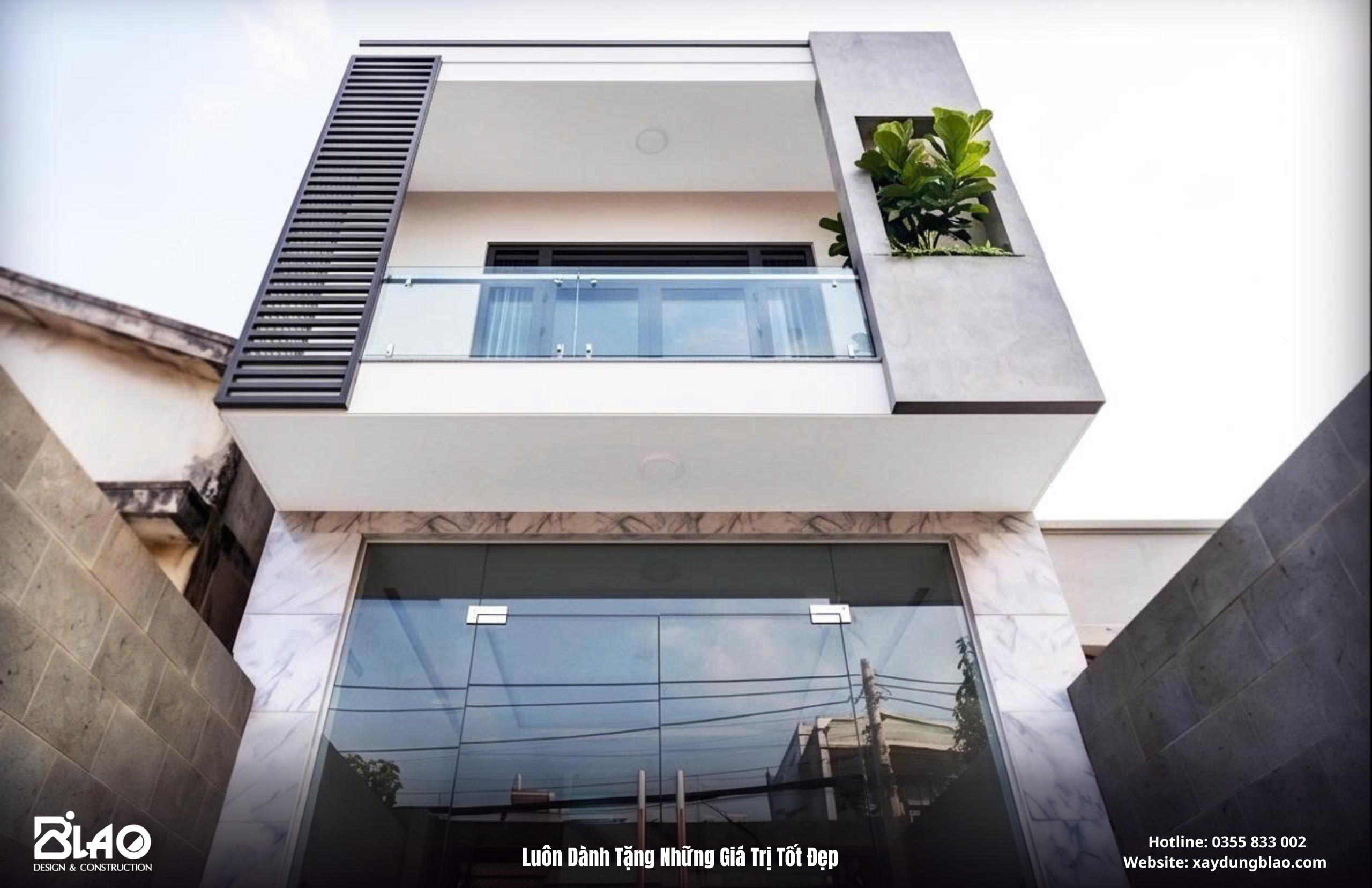 phương án thiết kế nhà phố 1 trệt 1 lầu với tổng diện tích 200m², mang phong cách hiện đại, tối ưu công năng trên khu đất phố hiện hữu.
